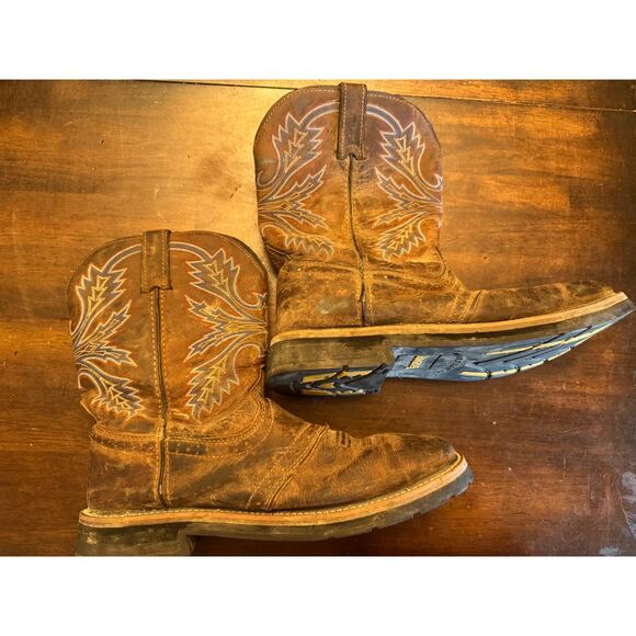 Men's brown leather Brazos cowboy boots size 12D - Picture 1 of 6